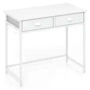 CostwayComputer Desk Space Saving Home Office Desk with 2 Fabric Drawers-White