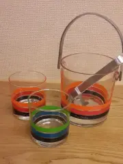 Pierre Cardin rocks glass 2 pieces ice bucket set alcohol glass Showa retro
