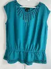 LANE BRYANT Teal Elastic Waist Sleeveless Blouse 14 NWT