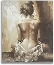 MYSNKU DIY Oil Painting Paint by Numbers Kits Mounted on Wood Frame with Brushes Painting Kits Sexy Nude Girl Canvas Wall Art Hang Home Decor 16x20 Inch