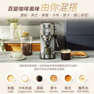 【Electrolux 伊萊克斯】半自動義式咖啡機 (不鏽鋼按鍵式) E5EC1-31ST