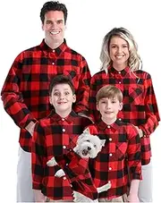 [Haysandy] Matching Plaid Flannel Shirt for Family Women Men Child Pets Red and Black Christmas Buffalo Plaid Shirt