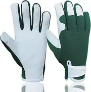 Leather Gardening Gloves Puncture Resistant Protection Tools with Anti-Slip Grip, Perfect for Rose Pruning Thorny Plants Handling Breathable & Durable