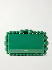 [Cult Gaia] Cult Gaia - Eos Beaded Marbled Acrylic Clutch - Green - One size One size Green