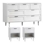 Oikiture 7 Chest of Drawers and 2 Bedside Tables Dressers Bedroom Set White
