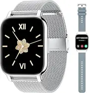 Popglory Smart Watch Answer/Make Calls & 2 Straps, 1.85" Large Smartwatch for Women Men, Fitness Watch Blood Pressure, Blood Oxygen, Heart Rate Tracking, Step Counter for iPhone & Android