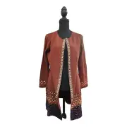 Chico’s Women's Mahogany Over the Top Cardigan Sweater Beaded SZ 1 Med NWT $149