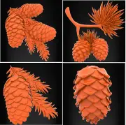 3D stl file reliefs Pine cones for CNC router cnc machine milling