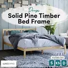Wooden Pine Timber Bed Frame Single Double King Single Natural Colour