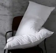 Set of 2 White Goose Feather Bed Pillows Queen Size- Soft 100% Cotton Medium