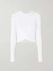 [Alo Yoga] Alo Yoga - Cover Cropped Twisted Stretch-modal Top - White - small small White