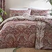 Maroon Jacobean Floral Double Bedding Size (200 x 200cm) - Dark Red Damask Duvet Cover - Reversible Design - Traditional/Vintage Bedding - Inspired Persian Duvet - Palais Collection