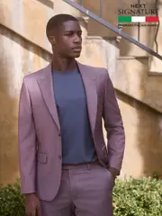 Pink Slim Fit Signature Cerutti Italian Fabric 100% Wool Suit Jacket (E82642) | $409