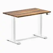Desky Dual Mini Pheasantwood Hardwood Sit to Stand Desk 1000x600mm White Frame