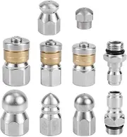 10pcs Sewer Jetter Nozzle with 1/4&3/8inch NPT Quick Connectors,Nozzle for Pressure Washer Drain Jet Hose Sewer Cleaning