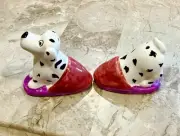 Vintage Mini Dalmation Puppies In Slippers Cute Salt & Pepper Shakers Shaker