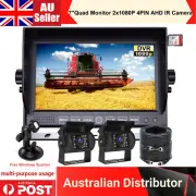 7''Quad Monitor DVR Recorder 2x1080P 4PIN AHD IR Reversing Camera+32GB Truck Rvs