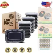 Portion-Control Meal Prep Containers 150-Pack - 28 oz Leak-Resistant Bento Boxes
