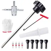Quick Change Car Tire Valve Tool Kit, Tire Valve Stem Core Remover with 5 TR4...