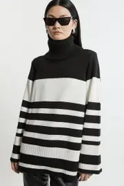 Striped Split Hem Knit Jumper