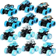 Blueweenly 12 Pack Monster Truck Toys for Girls Boys, Mini Monster Trucks Push and Go Friction Powered Toy Car Trucks Bulk Mini Vehicle Set for Boys Girls Birthday Party Gift (Blue)