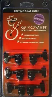 Grover 509BC Roto-Grip Locking Rotomatic Tuning Machines 3 +3 Black Chrome