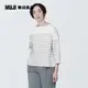 女有機棉橫紋船領七分袖T恤【MUJI 無印良品】