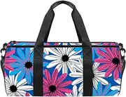 EGGDIOQ Blue White Pink Chrysanthemum Designed Travel Duffel Bag Luggage Tote Bag Gym Sports Bag for Man Women