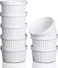 Set of 8 Oven Safe Porcelain Ramekins for Dipping, Baking, and Desserts