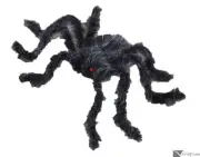 Scary Giant Hairy Posable Halloween Spider Prop 50" Hanging Decoration, Grey