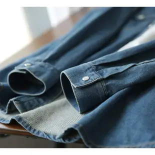 【初色】懷舊風復古翻領牛仔外套襯衫-藍色-60654(M-XL可選)