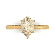 1.5Ct Pear Cut Natural Morganite Solid 14K/18K Gold Solitaire Engagement Ring