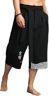 [Bewellan] Japanese Kimono Traditional Pants Men Asian Clothing Bath Pant Japan Style Casual Loose Male Yukata Linen Cropped Pants