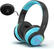 IFECCO Wireless Kids Boys Headphones with Microphone,Cute Light Up Dinosaur Children Boys Bluetooth Headphones Volume-limiting for School Travel