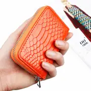 High Quality Genuine Leather Crocodile Pattern Zipper Around Card Holder Wallets Coin Purse 24 BLACK