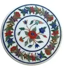 White Marble Coffee Table Top Pietra Dura Art Kitchen Table Side Table for Home