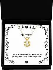 Funny Fiancee Gifts, I May not be a Professional Chef, but I'll Cook for You Every Day, Fiancee Heart Knot Gold Necklace from, White Elephant, Secret Santa, Funny Jewelry, Novelty Jewelry,