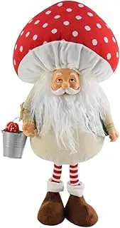 Gnome Desk Decor, Mushroom Gnome Kitchen Decor, Winter Festival Sitting Grandma Figure for Bookcase Bookshelf