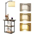Floor Lamp with Table, End Table with Charging Station(USB & Type-C & AC Port),