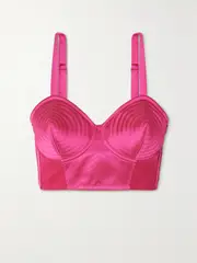 [Jean Paul Gaultier] Jean Paul Gaultier - Iconic Cropped Duchesse-satin Bustier Top - Pink - FR 38 FR 38 Pink