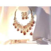 Purple 4 pc rhinestone necklace set, wedding MOB prom party formal necklace set