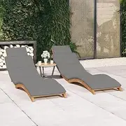 Sun Lounger, Outdoor Sun Lounge Patio Chaise Lounge Reclining Chair Recliner Chair Sun Loungers 2 pcs with Cushions Solid Wood Teak