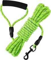 Vivifying Long Dog Leash, 20ft Floating Dog Training Leash for Swimming and Lake, Reflective Long Rope Lead with Soft Handle for Outside, Yard, Camping, Hiking and Beach (Green)