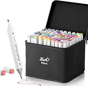 RUN HELIX Alcohol Markers 80 Colors, Dual Tip Permanent Art Markers for Artists with Case, Fine & Chisel Tip Sketch Markers for Adults or Kids Coloring, White