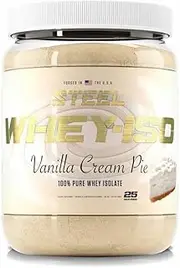 Steel Supplements Whey-ISO Whey Protein Isolate Powder Supplement Supports Lean Muscle Gains (Vanilla Cream Pie 25 Serving)