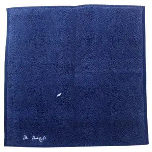 agnes b. 草寫字母閃電LOGO粗條紋純棉材質方巾(靛藍)
