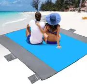 Extra Large Beach Blanket Waterproof Sandproof with 6 Stakes, Easy to Clean, Lightweight ,Fast