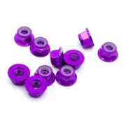 10pcs M5 Flange Locking Hex Nuts Nylon Insert Anodized Aluminum (Purple)