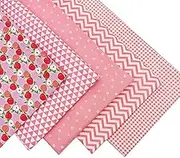 5PCS 25cmX25cm Pink Cotton Patchwork Fabric Bundle Squares Quilting Scrapbooking Sewing Art Craft Beds Curtains Pillows Pajamas Making Fabric