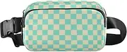 [Amooorous] Yellow-green Checkerboard Fashion Fanny Waist Pack for Men Women Small Belt Bag with Adjustable Strap for Travel Running Hiking, Yellow-green checkerboard, 1 size